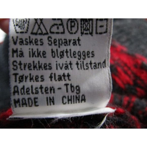 Bouviac Norway Fair Isle Oversize Unisex Sweater Medium EUC Wool Red Charcoal - Picture 7 of 16